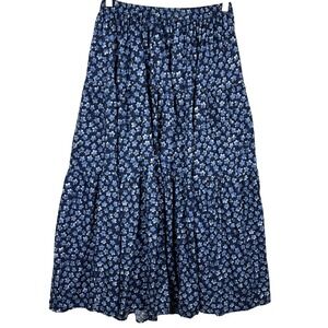 Vintage Women's Tiered Maxi Skirt 100% Rayon Sz S USA Cottage Prairie Boho Gypsy